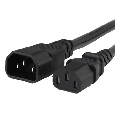 C14 to C13 Shielded Power Cord - 1 Foot, 10A/250V, 18/3 SJT, IEC 60320 - Iron Box Part # IBX ...