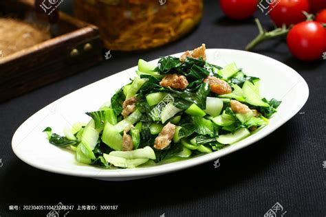青菜炒油渣,中国菜系,食品餐饮,摄影素材,汇图网www.huitu.com