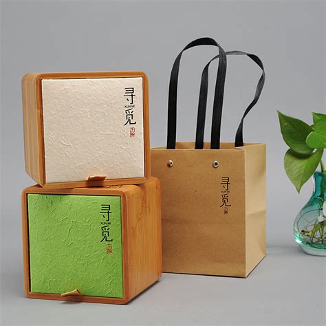 新锐包装寻觅经典款精致小竹盒通版绿色米色可雕刻订做_虎窝淘