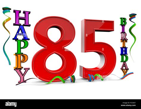 Glücklich 85. Geburtstag Gold Ballon gruss Hintergrund. 3D-Rendering ...