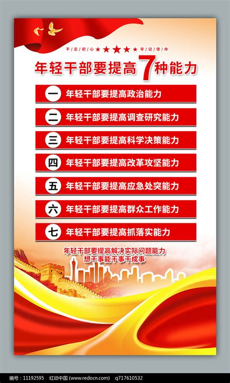 年轻干部要提高七种能力展板图片下载_红动中国