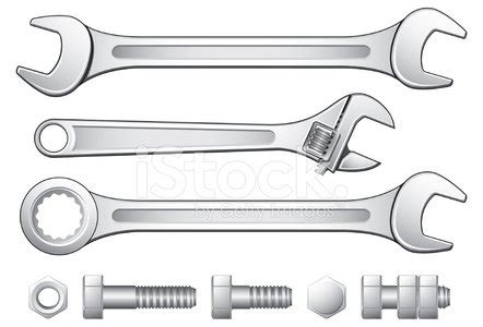 Spanners / Wrenches With Matching Nuts and Bolts vector images