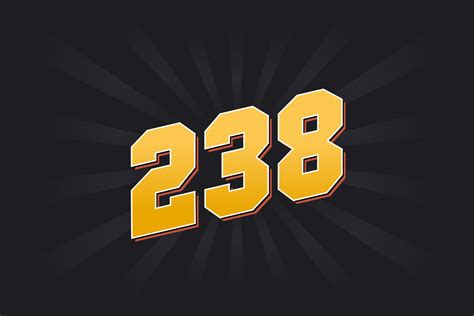 Number 238 vector font alphabet. Yellow 238 number with black ...