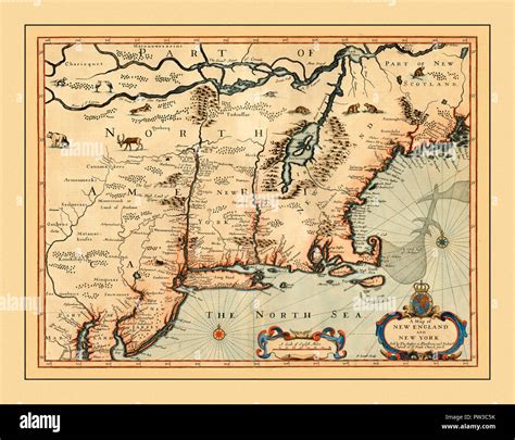 Map Of New England 1676 Stock Photo - Alamy