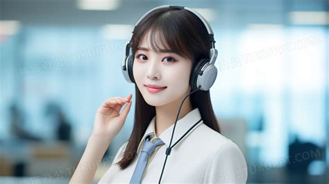 戴着耳机的客服小姐姐职业商务摄影图png格式图片下载_熊猫办公