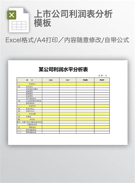 公司企业利润表Excel模板_千库网(excelID：135563)