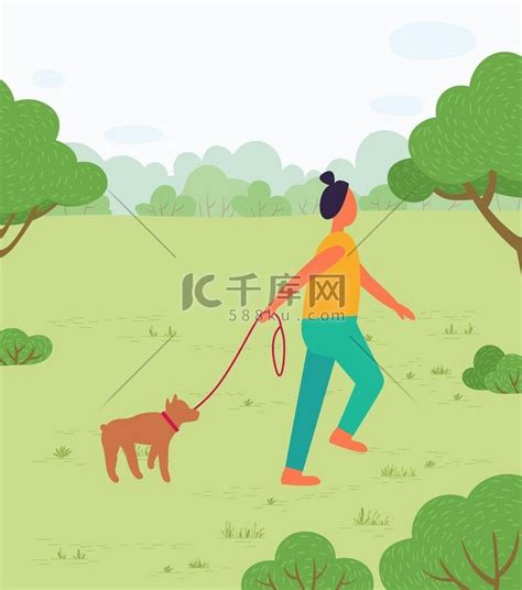 牵狗狗的图片