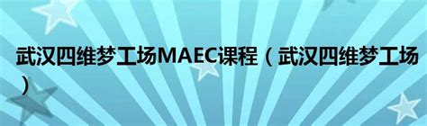 武汉四维梦工场MAEC课程（武汉四维梦工场）_公会界