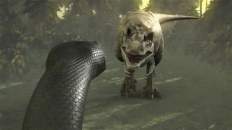 恐龙电影特效：泰坦巨蟒单挑霸王龙，狮子老虎吓得自杀了_腾讯视频