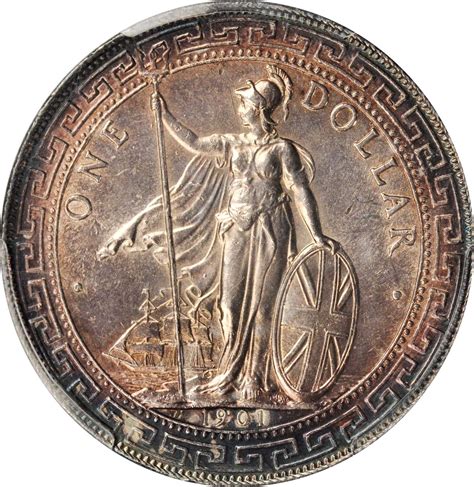 1901-B年英国贸易银元站洋一圆银币。孟买铸币厂。GREAT BRITAIN. Trade Dollar, 1901-B. Bombay ...