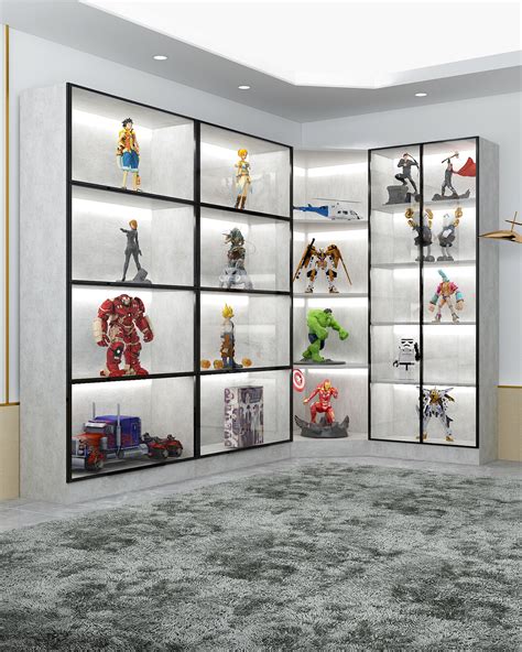 创意动漫模型展柜手办展示柜礼品玩具货架展示架透明玻璃陈列柜-阿里巴巴