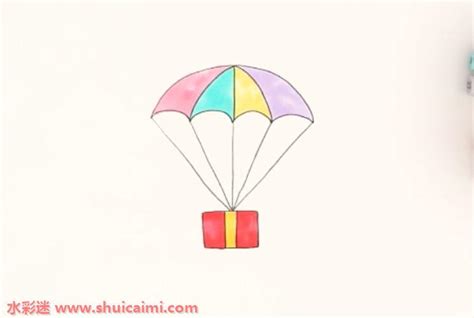 漂亮降落伞简笔画教程 彩色降落伞的画法图片素描 - 巧巧简笔画