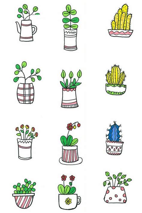 25乘25简笔画植物 1000种简笔画植物 | 抖兔教育