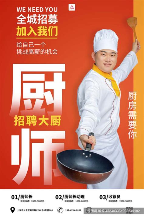 大气时尚厨师招募招聘海报模板下载 (编号：18641)_喷绘海报_其他_图旺旺在线制图软件www.tuwangwang.com