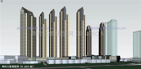 深圳龙华新区大浪街道投标 现代典雅风格 超高层整体模型SU模型 SU建筑三维模型SU模型