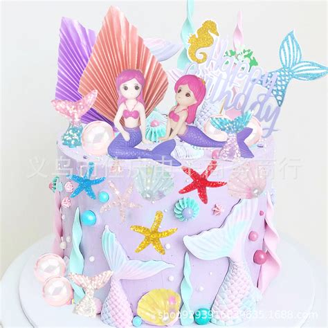 美人鱼生日蛋糕图片