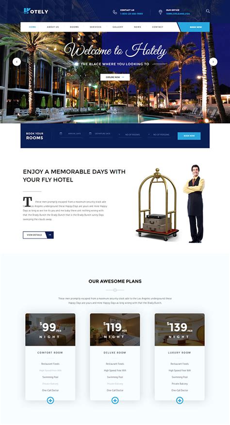 HTML5豪华度假酒店预订网站模板-17素材网