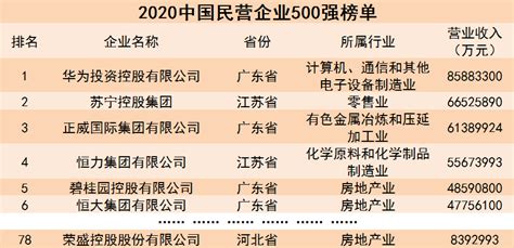 荣盛位列中国民企500强第78位，排名前进12位 | 每经网