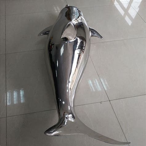 不锈钢水中景观抽象海豚雕塑 [不锈钢水中景观抽象海豚雕塑 价格_厂家_图片]-全球五金网