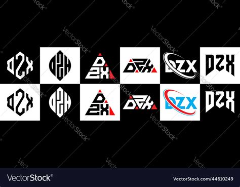 Dzx letter logo design in six style polygon Vector Image