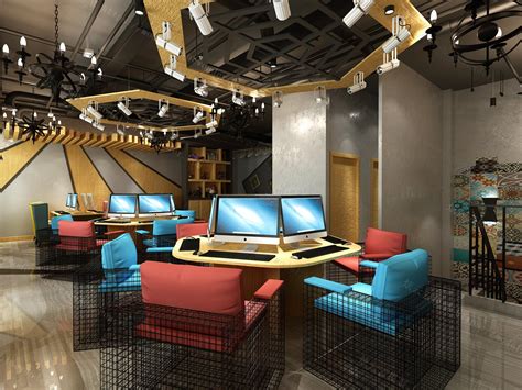 网咖网吧设计案例效果图 - 效果图交流区-建E室内设计网