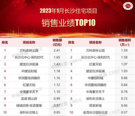 2023年1月长沙房地产企业销售业绩TOP20_房产资讯-北京房天下