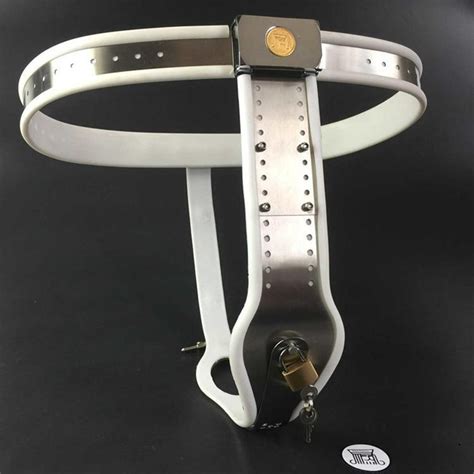 Female adjustable chastity belt in stainless steel and silicone with ...