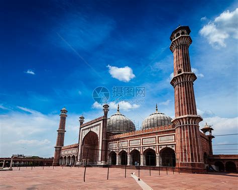 贾马马斯吉德印度最大的穆斯林清真寺德里,印度高清图片下载-正版图片300642201-摄图网