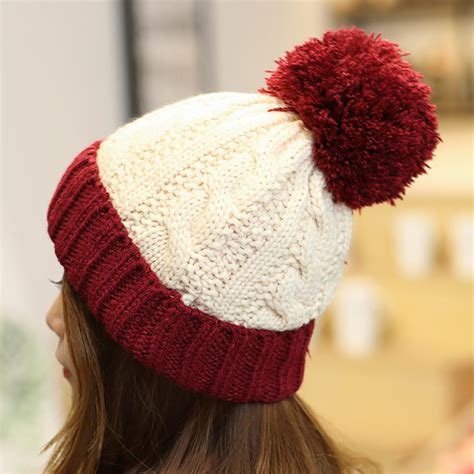 户外防寒女士帽子韩版针织帽创意毛球毛线帽双色帽外贸内销批发-阿里巴巴