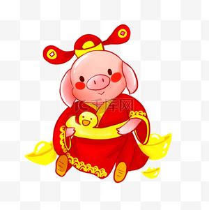 2019年猪年猪宝宝财神PNG素材图片免费下载-千库网