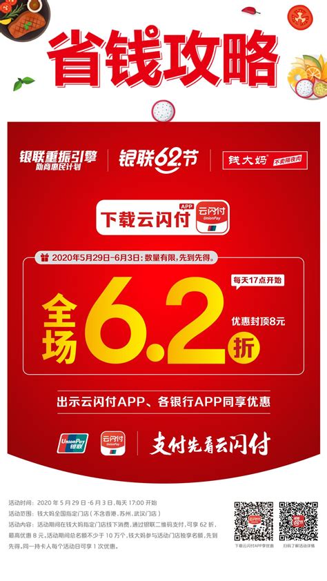 银联&钱大妈 全场6.2折，优惠8元封顶 | 深圳活动网