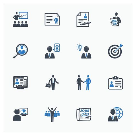 蓝色系列-招聘就业主题矢量图标集 Employment & Business Icons – Blue Series – 设计小咖