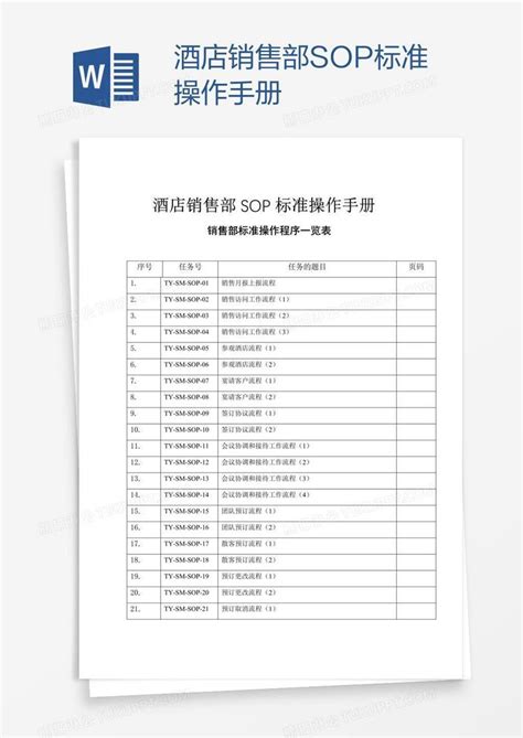 酒店销售部SOP标准操作手册模板下载_标准_图客巴巴