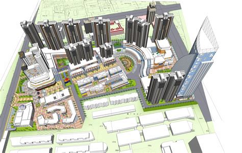城市中心大型完整商业综合体商业设计（含CAD总图）su模型下载-光辉城市