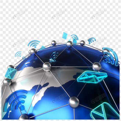 3d立体蓝色社交媒体全球网络元素素材下载-正版素材402041254-摄图网