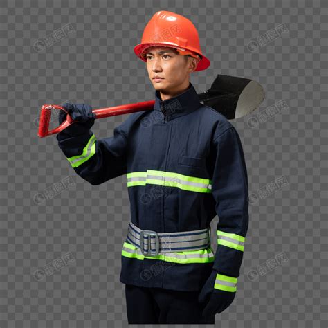 拿铁锹的消防员形象元素素材下载-正版素材401807340-摄图网