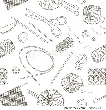 Knitting and crochet set pattern - 스톡일러스트 [28557110] - PIXTA