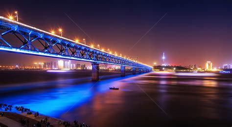 武汉长江大桥夜景高清图片下载-正版图片500869956-摄图网
