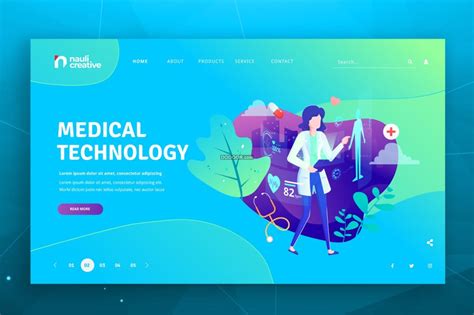 现代化的医院医学网页界面设计-Photoshop素材 – 外圈因