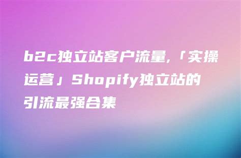 b2c独立站客户流量,「实操运营」Shopify独立站的引流最强合集 - DTCStart