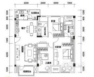 15武汉当代国际花园142平三居室中式风格户型图-家居美图_装一网装修效果图