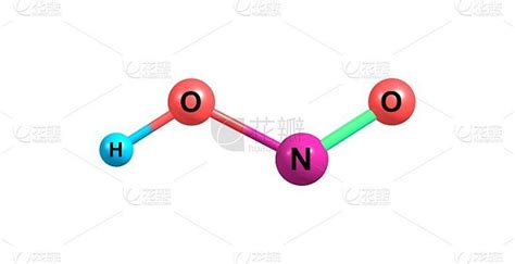 亚硝酸分子结构孤立在白色3D插图