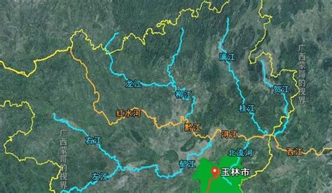 卫星图看：广西玉林市,北流河与南流江穿境而过!