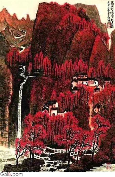 万山红遍层林尽染-万山红遍（四）国画经典作品欣赏_李可染-艺术大咖