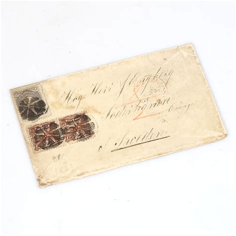 Bilder för 1294454. FRIMÄRKEN, brev från USA 1869 24-cent samt 2c-cent ...