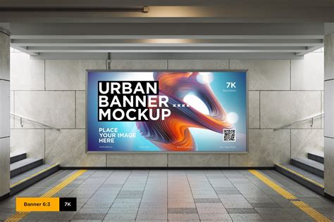 地铁隧道灯箱广告设计预览样机模板 City Lightbox Banner Mockup in Subway – 设计小咖