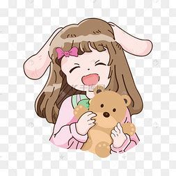 甜美女生头像抱着娃娃