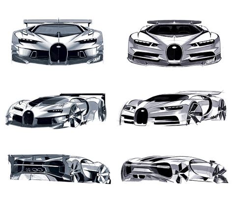 布加迪超跑设计稿装饰画 Bugatti Chiron跑车手绘线稿草图挂画-淘宝网