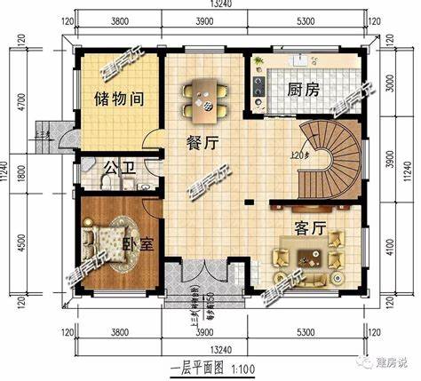 11米开间进深13米一层平房设计图(13米x13米一层平房设计图)