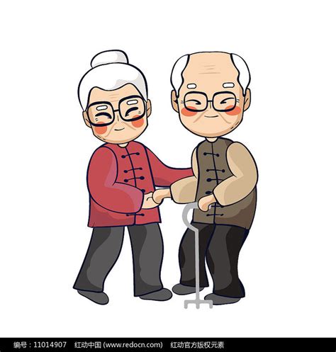 原创卡通老人慈祥的老年夫妇图片下载_红动中国